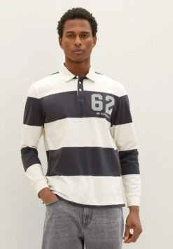 Tom Tailor Gestreift - Poloshirt - Navy Vintage Beige Stripe
