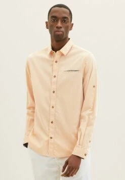 Tom Tailor Mit Struktur - Overhemd - Orange White Squared Structure -Syntia Delaney e6c1b40422e646e49bc64faa9d47170b