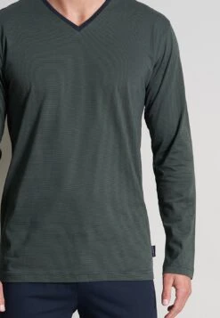 Tom Tailor V-Ausschn Set - Pyjama - Grün Dunkel Ringel -Syntia Delaney e755100b953945928d8d31821c21a8e9