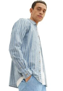 Tom Tailor Gemustertes- Overhemd - Blue Off White Navy Stripe -Syntia Delaney ee7cda6d08414b608e3843235cce0111