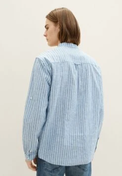 TOM TAILOR Denim Mit Stehkragen - Overhemd - Blue White Stripe -Syntia Delaney eec80683ef444423bf9a0ad43e96f811
