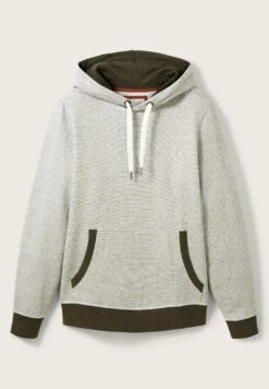 Tom Tailor Mit Kängurutasche - Hoodie - Forest Green White Finestripe -Syntia Delaney f60b3199675c47d583f81cdf91752cbb
