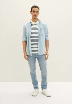 Tom Tailor Gestreiftes - Poloshirt - Water Navy Stripes Beige Base -Syntia Delaney fc470df8d4af4b7fb30f6807b27f673a