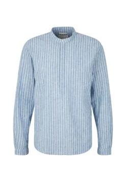 TOM TAILOR Denim Mit Stehkragen - Overhemd - Blue White Stripe -Syntia Delaney ffbdb6b434d64fedb81f4fed630ee140